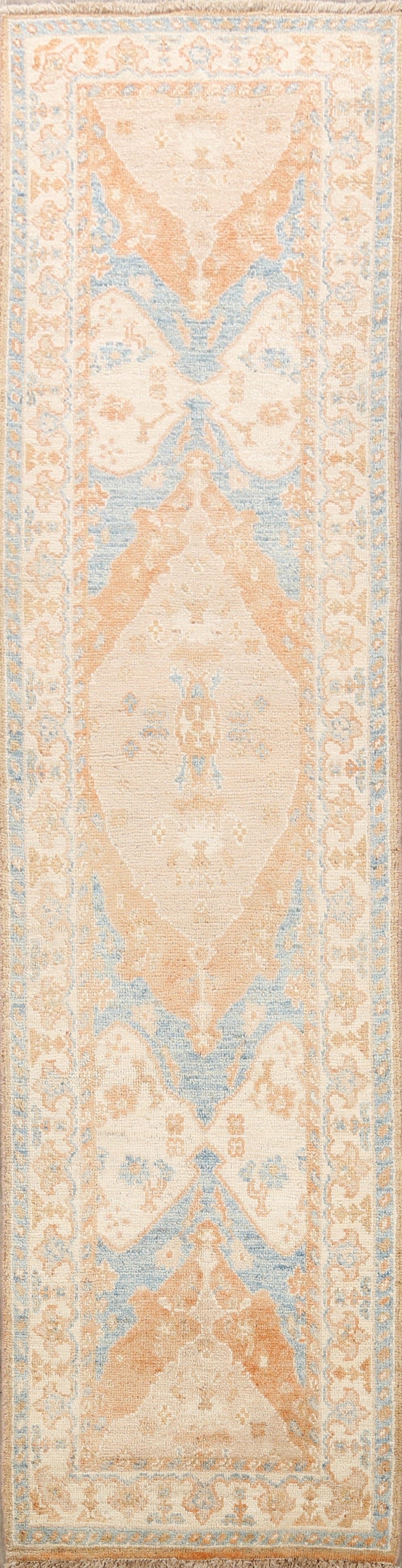 100% Vegetable Dye Oushak Turkish Oriental Runner Rug 3x10