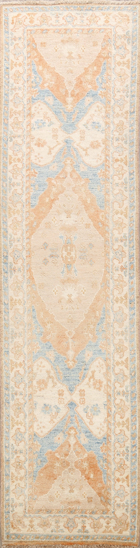 100% Vegetable Dye Oushak Turkish Oriental Runner Rug 3x10