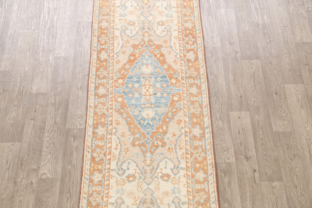 100% Vegetable Dye Oushak Turkish Oriental Runner Rug 3x10