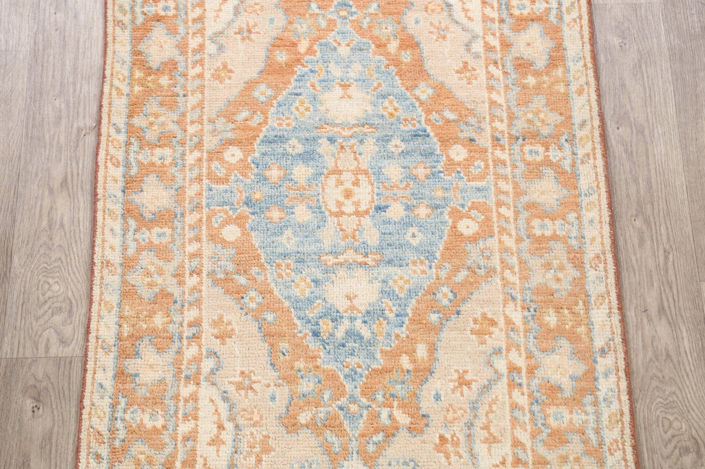 100% Vegetable Dye Oushak Turkish Oriental Runner Rug 3x10