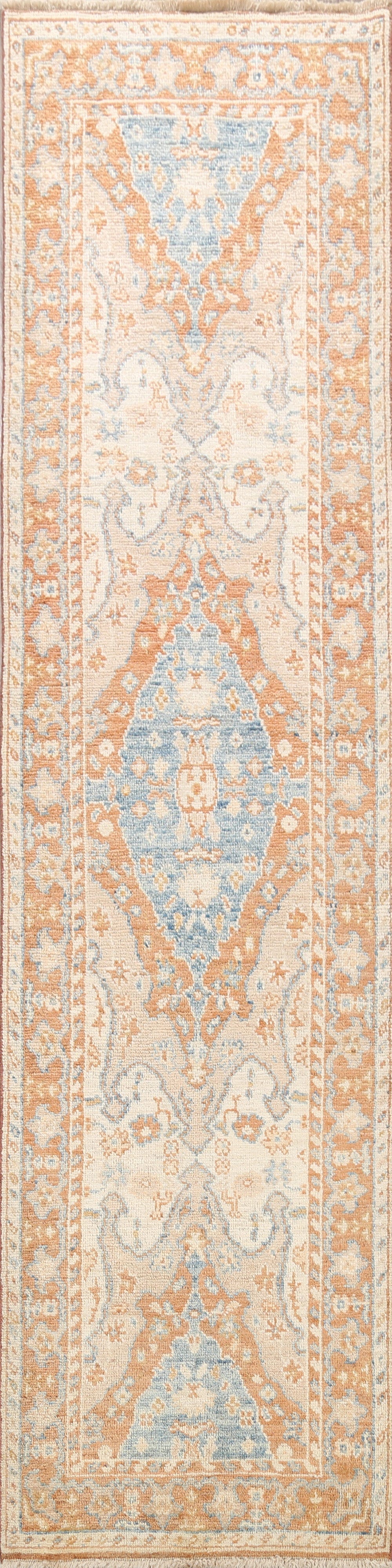 100% Vegetable Dye Oushak Turkish Oriental Runner Rug 3x10