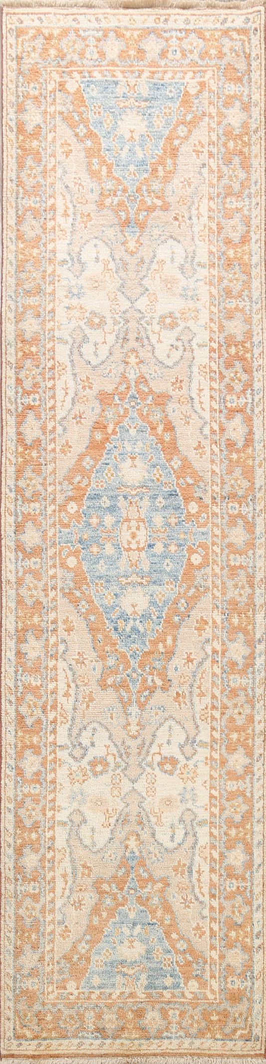 100% Vegetable Dye Oushak Turkish Oriental Runner Rug 3x10