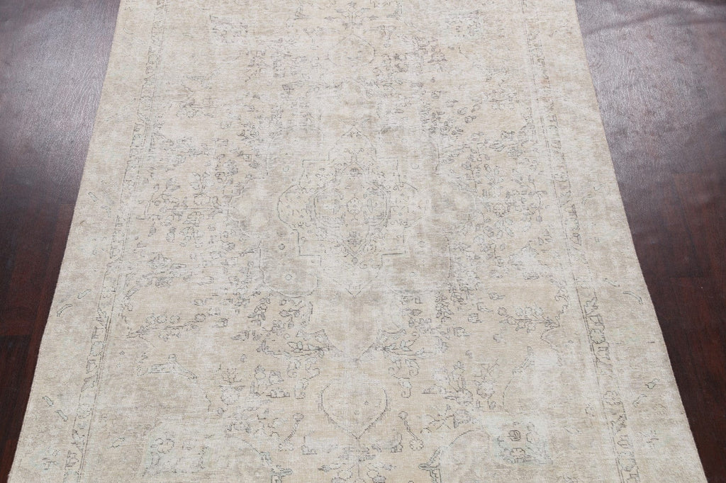 Distressed Floral Tabriz Persian Area Rug 7x11