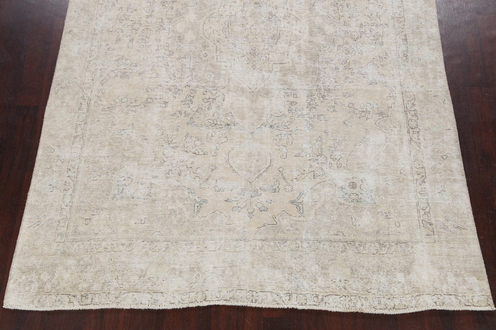 Distressed Floral Tabriz Persian Area Rug 7x11