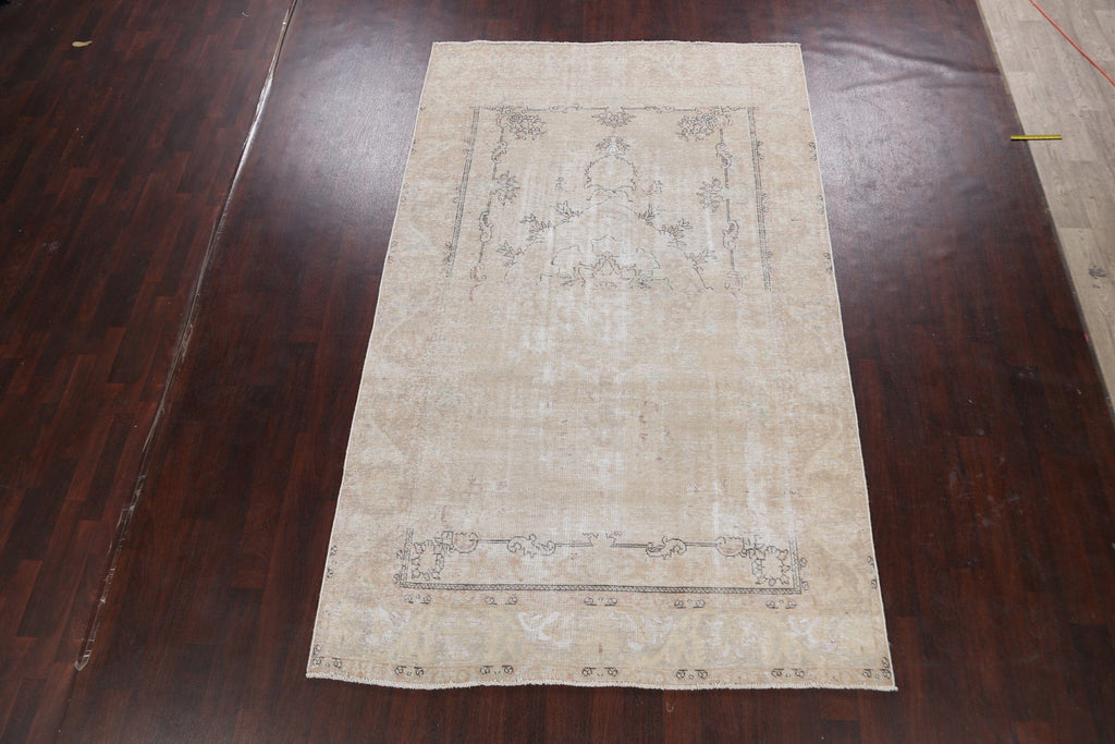 Muted Distressed Tabriz Persian Area Rug 6x10