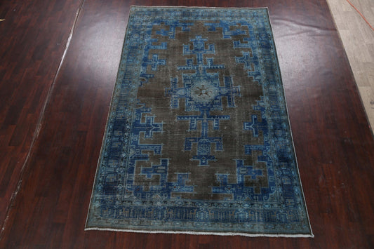 Over-dye Geometric Tabriz Persian Area Rug 7x10