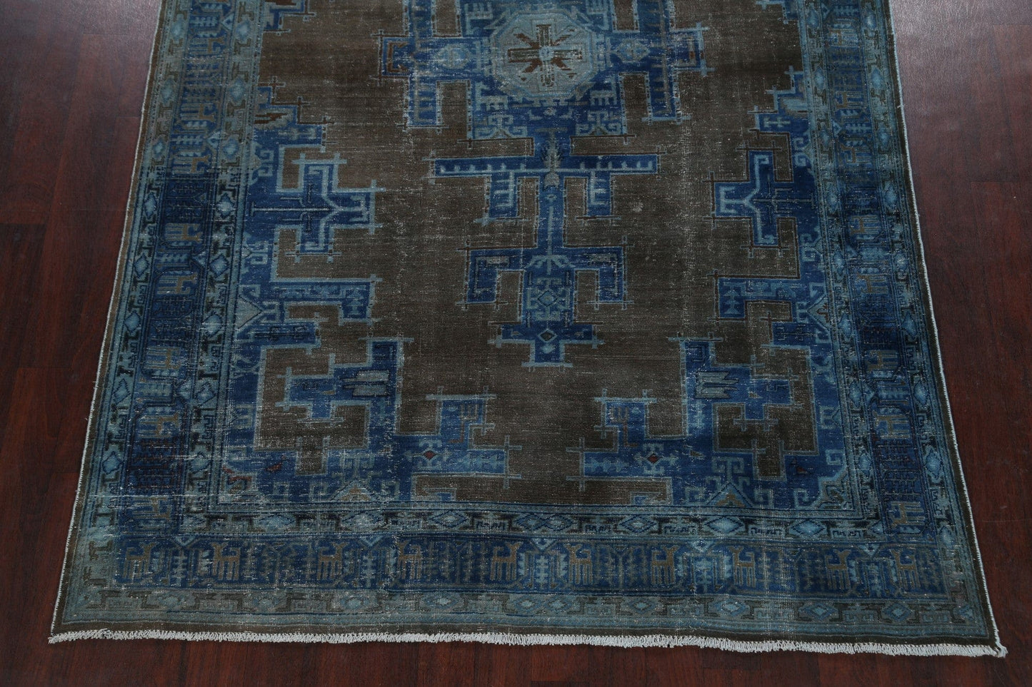 Over-dye Geometric Tabriz Persian Area Rug 7x10