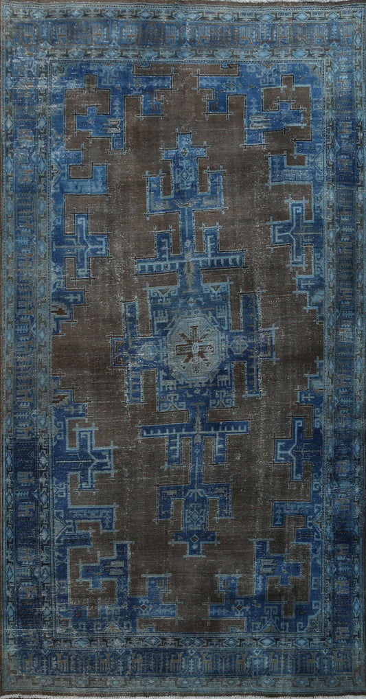 Over-dye Geometric Tabriz Persian Area Rug 7x10