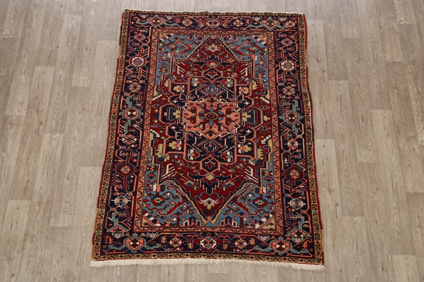 Geometric Heriz Serapi Persian Area Rug 5x6