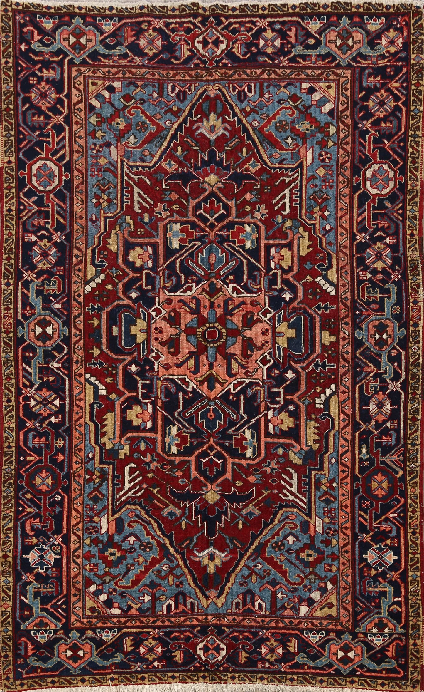 Geometric Heriz Serapi Persian Area Rug 5x6