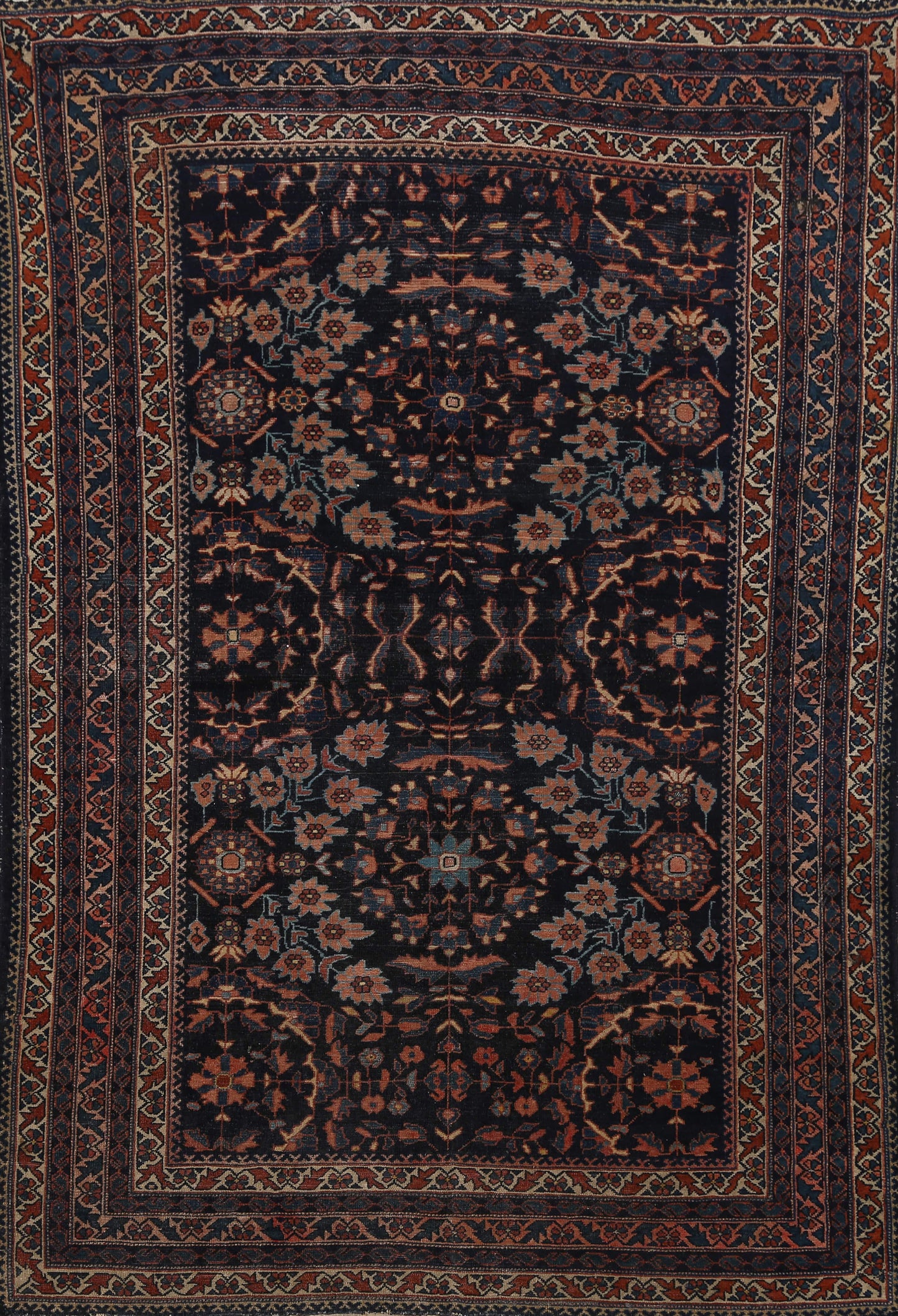 Pre-1900 Antique Vegetable Dye Lilian Persian Area Rug 5x6