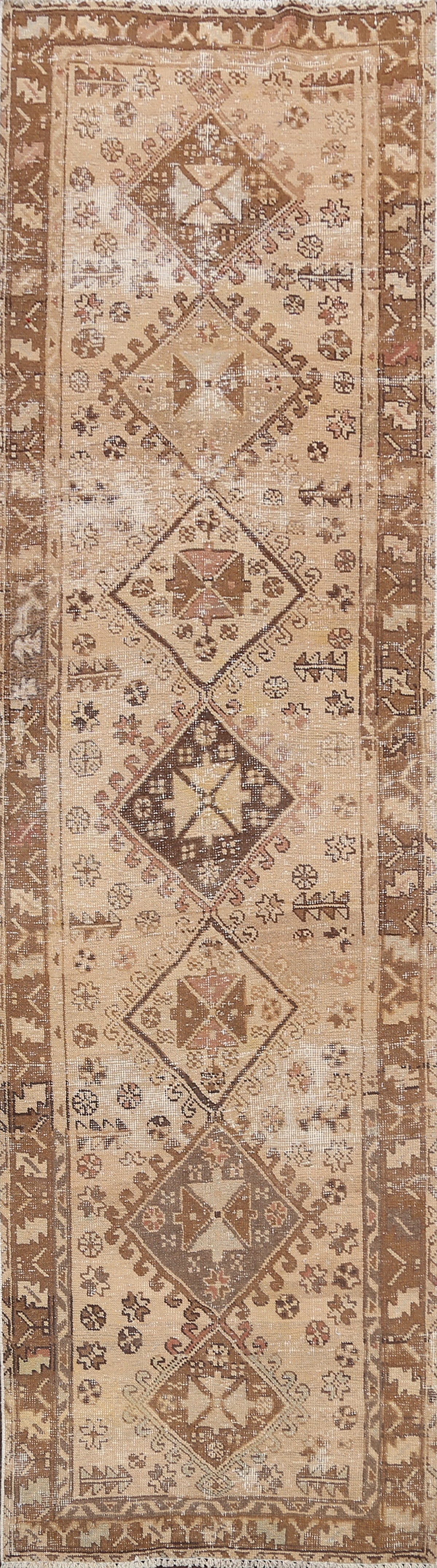 Geometric Meshkin Persian Runner Rug 3x10