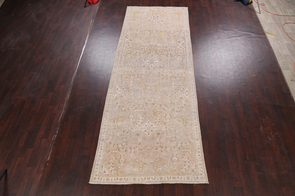 Muted Distressed Tabriz Persian Runner Rug 5x13