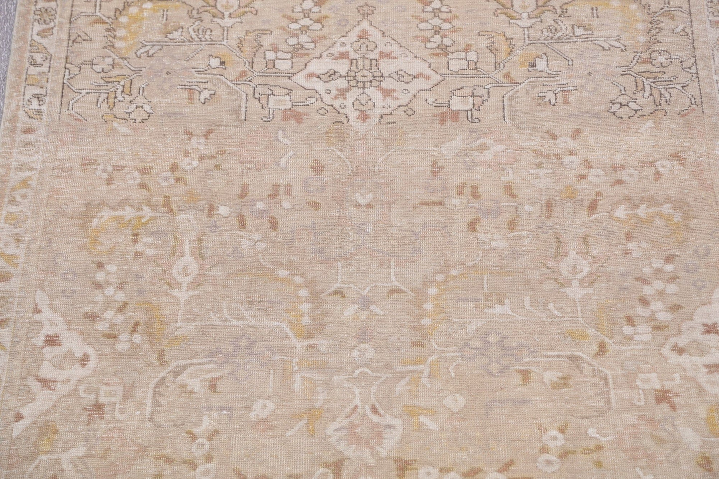 Muted Distressed Tabriz Persian Runner Rug 5x13