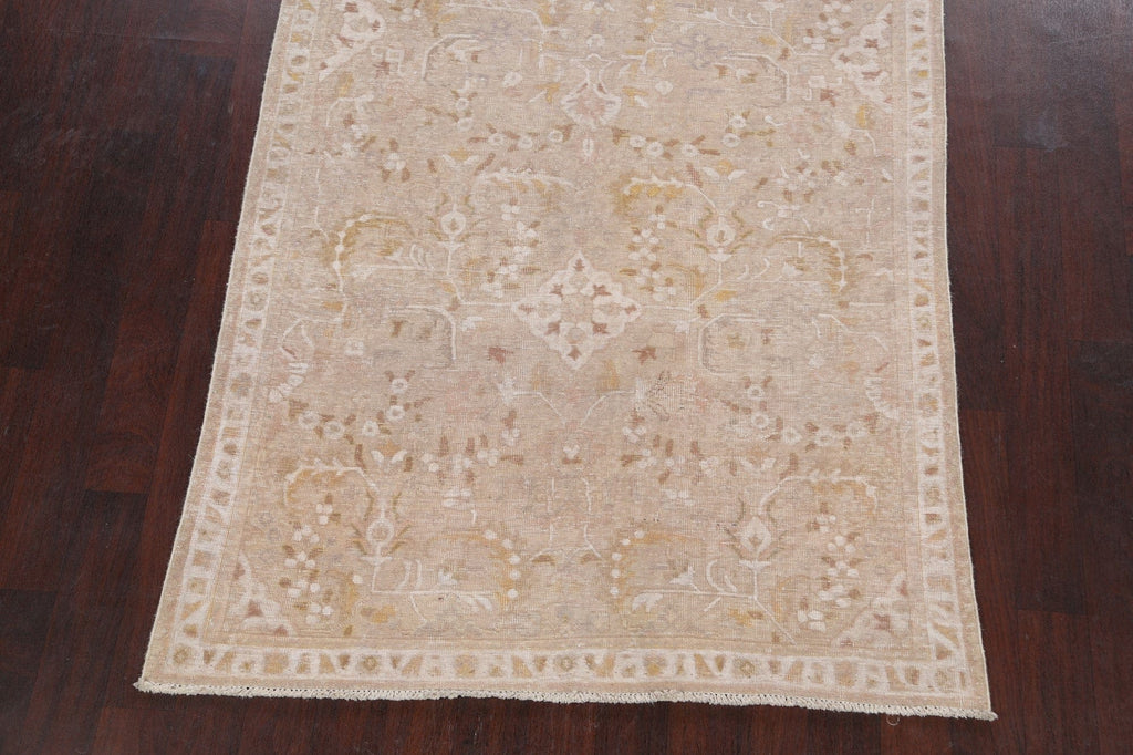 Muted Distressed Tabriz Persian Runner Rug 5x13