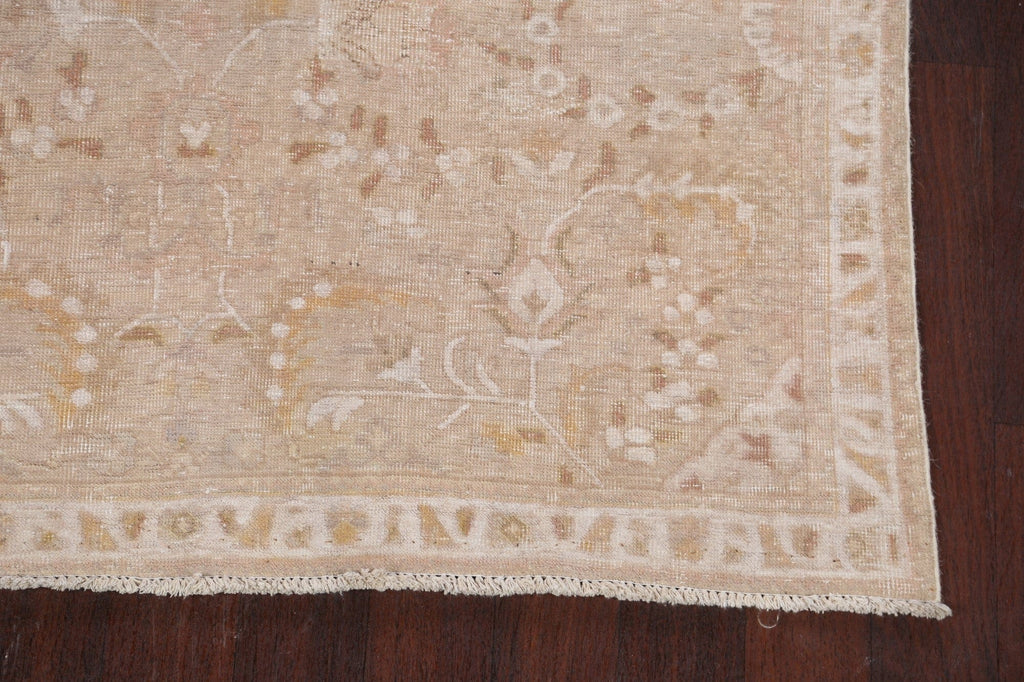 Muted Distressed Tabriz Persian Runner Rug 5x13