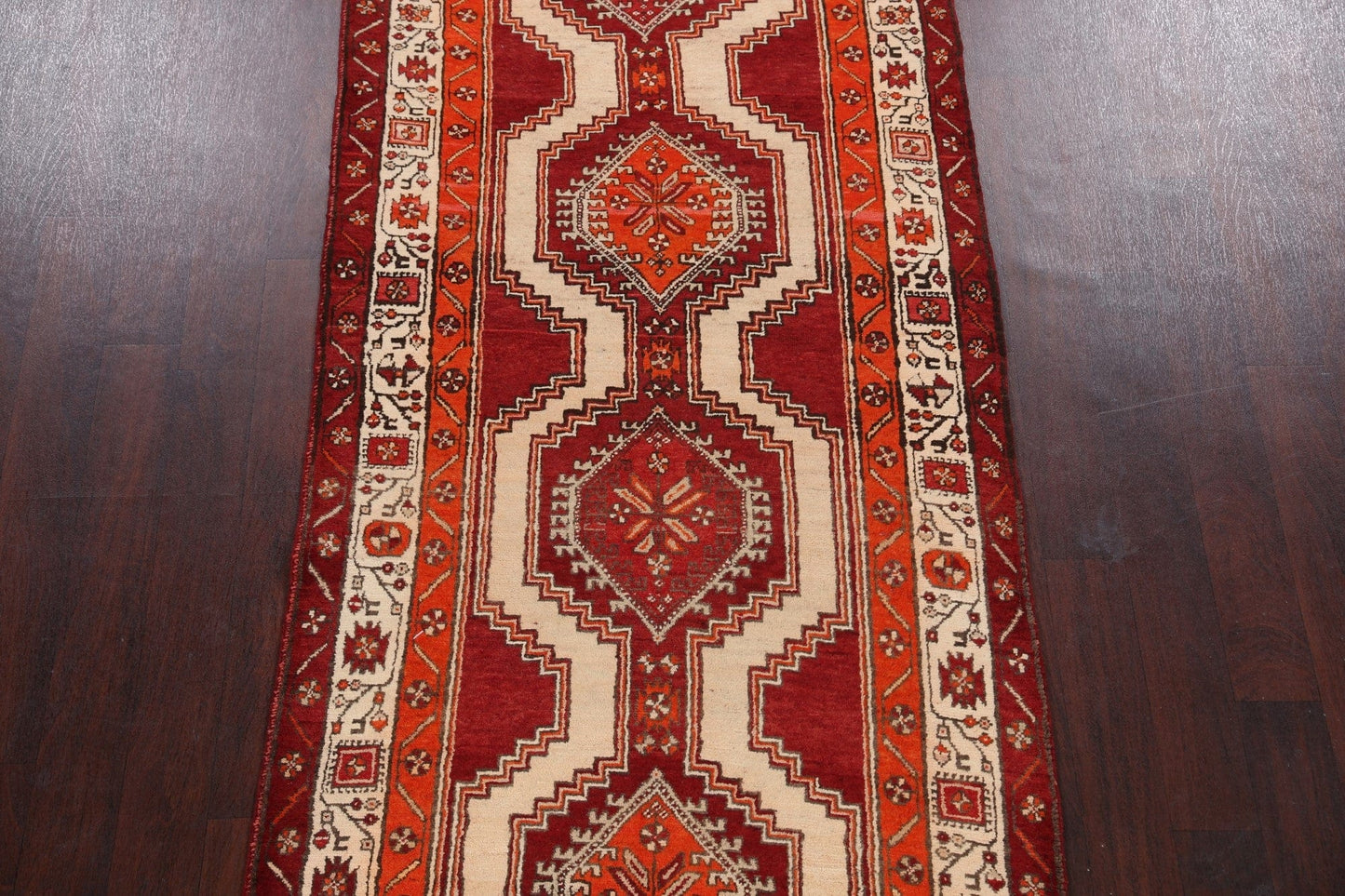 Tribal Geometric Meshkin Persian Runner Rug 4x13