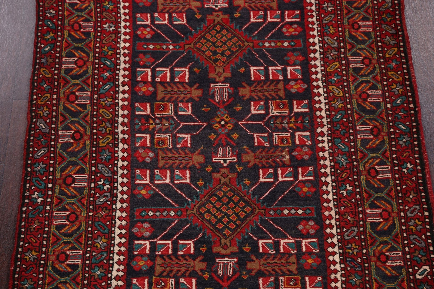 Tribal Geometric Heriz Persian Runner Rug 4x11