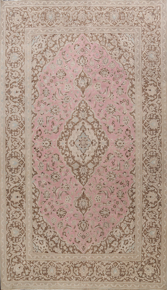 Pink Floral Kashan Persian Area Rug 8x11