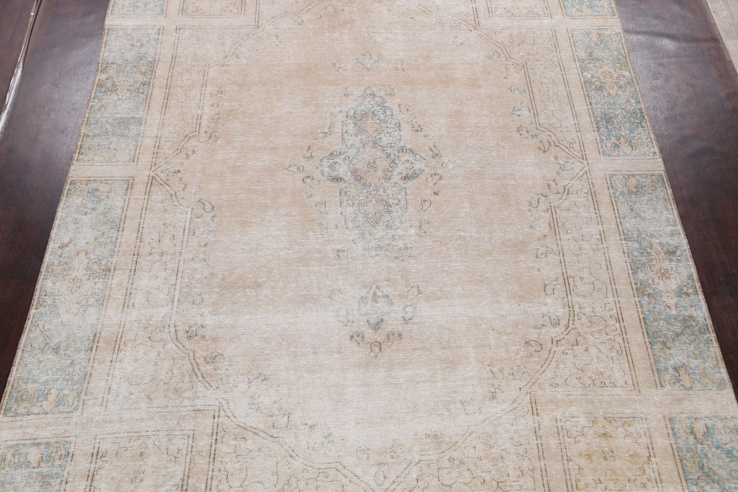 Muted Distressed Kerman Persian Area Rug 9x13