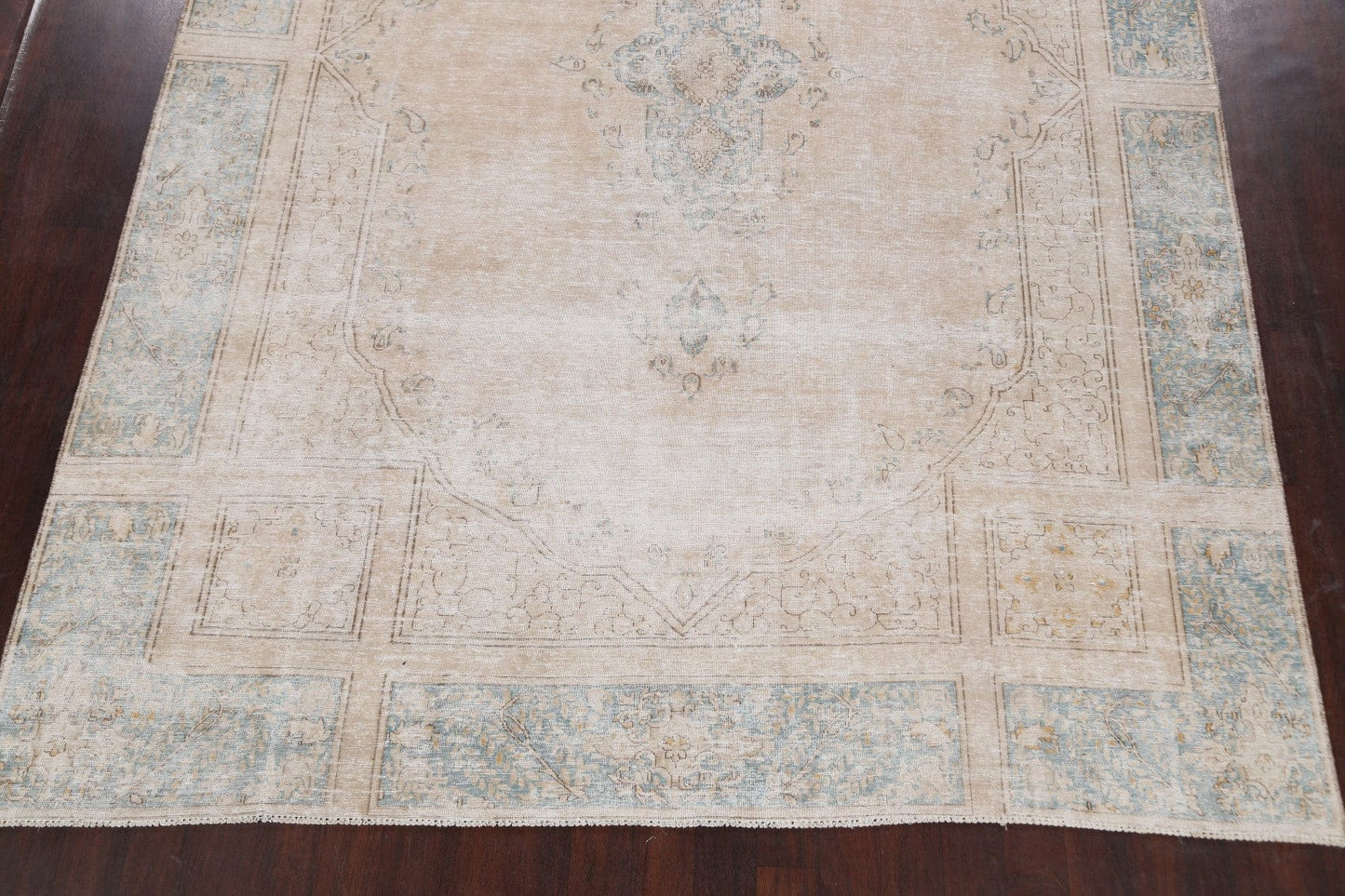 Muted Distressed Kerman Persian Area Rug 9x13