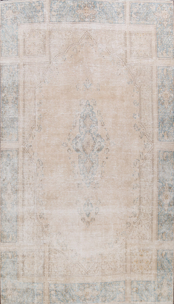 Muted Distressed Kerman Persian Area Rug 9x13