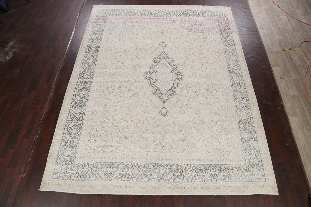 Muted Distressed Kerman Persian Area Rug 10x13