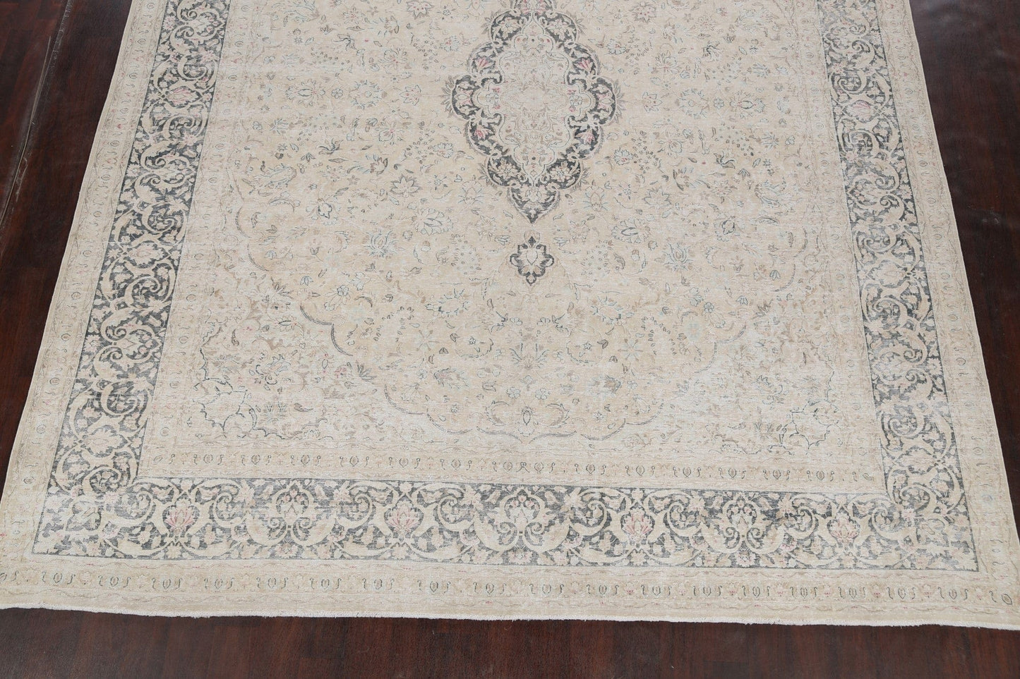 Muted Distressed Kerman Persian Area Rug 10x13