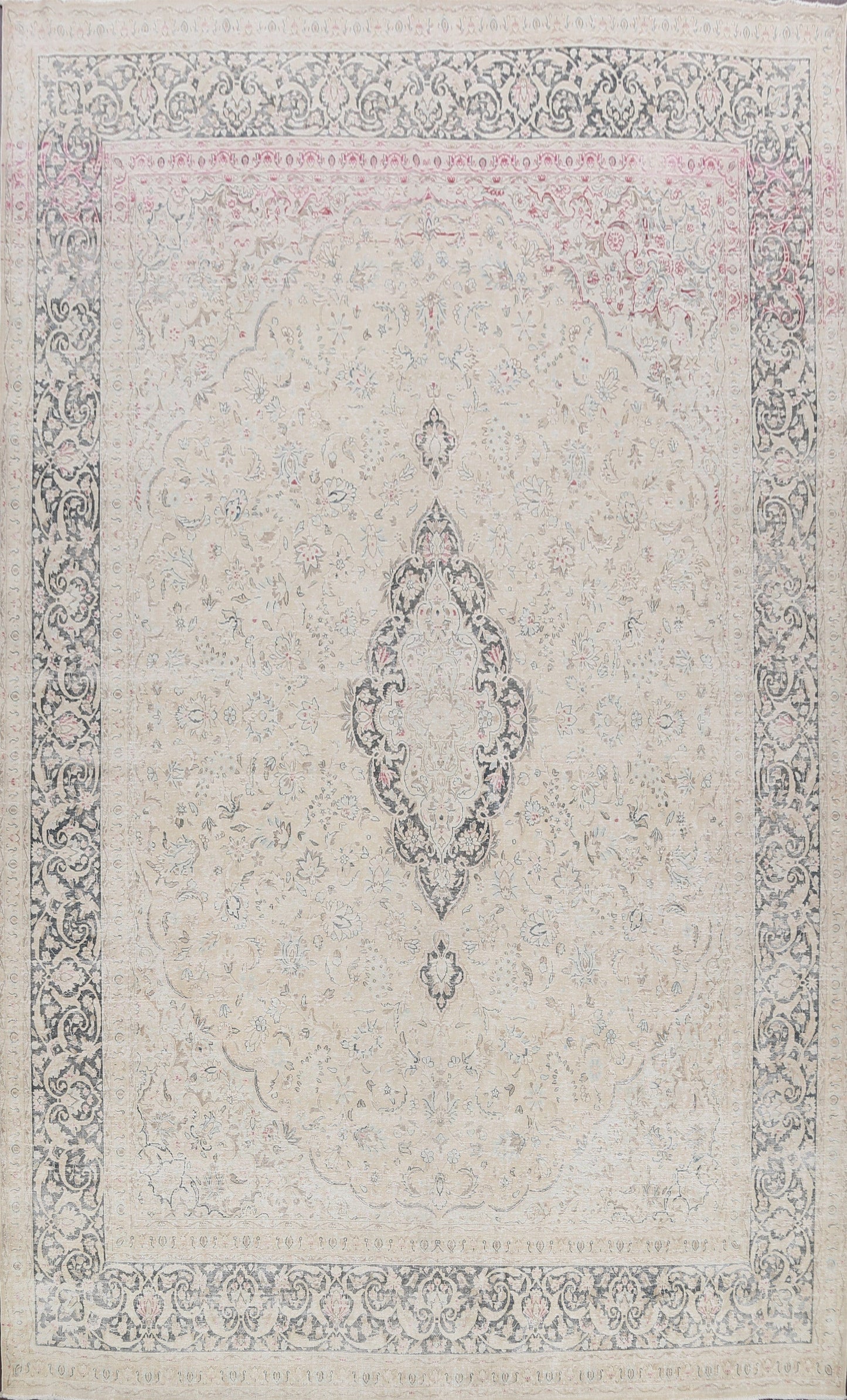 Muted Distressed Kerman Persian Area Rug 10x13