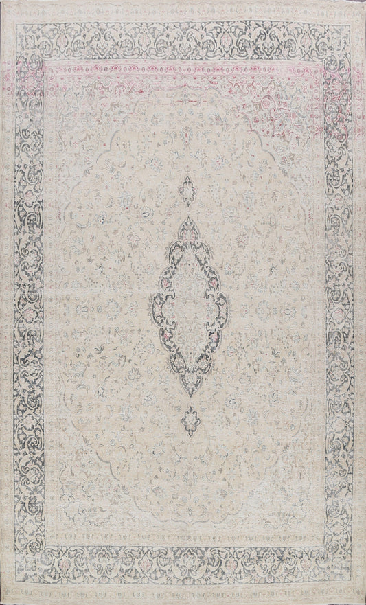 Muted Distressed Kerman Persian Area Rug 10x13