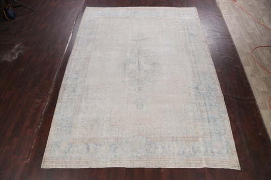 Distressed Floral Kerman Persian Area Rug 10x13