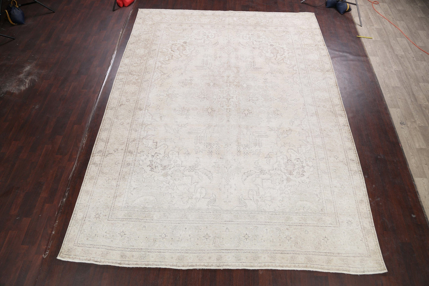 Muted Distressed Tabriz Persian Area Rug 10x13