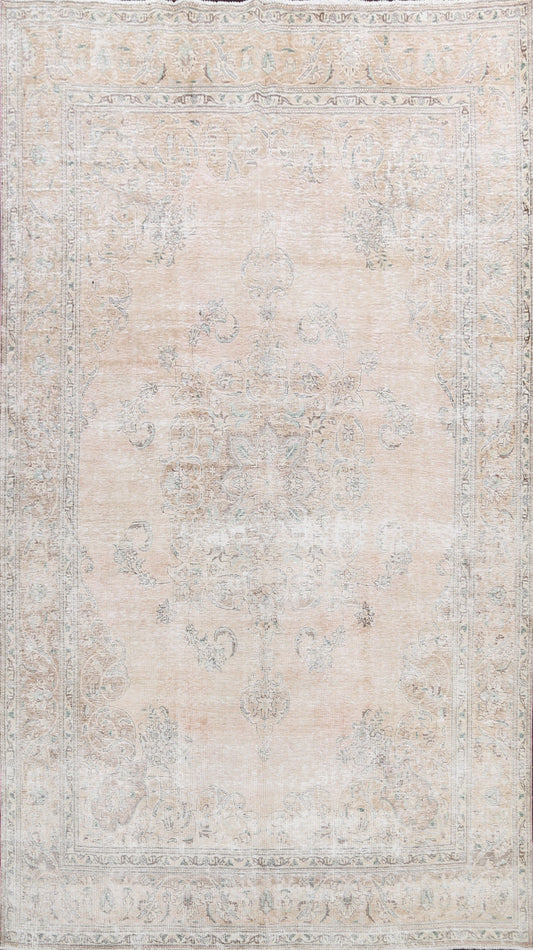 Distressed Floral Tabriz Persian Area Rug 9x12