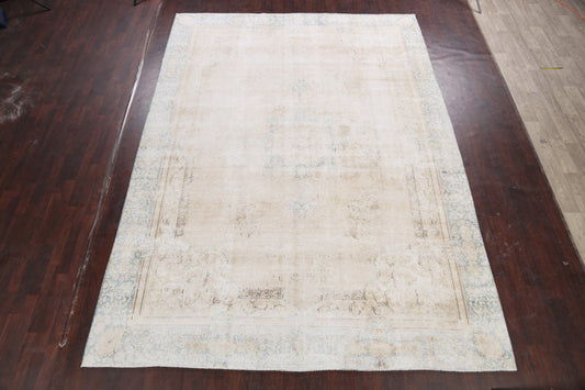 Muted Distressed Kerman Persian Area Rug 9x12