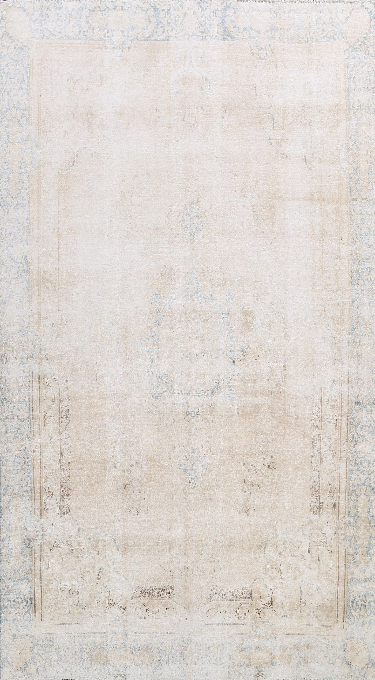 Muted Distressed Kerman Persian Area Rug 9x12