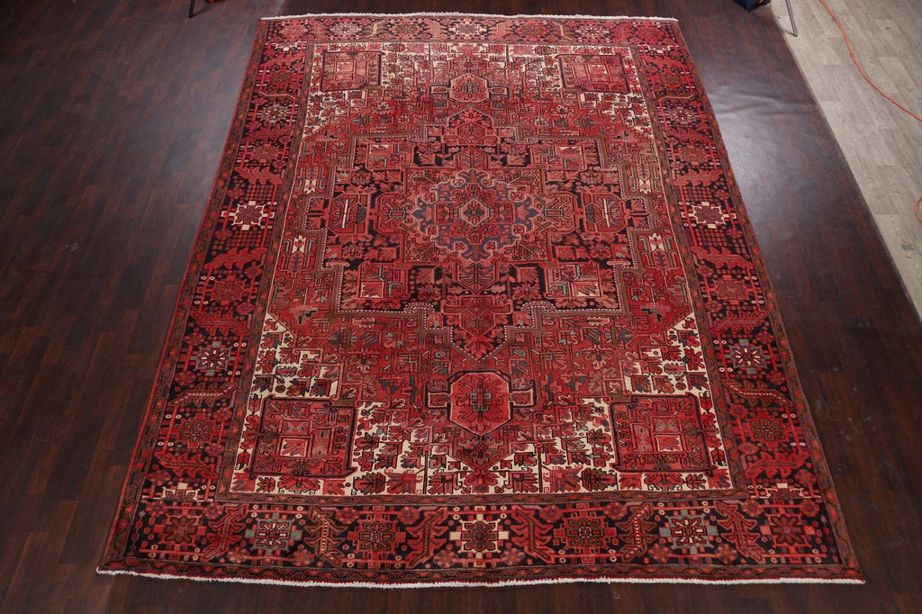 Geometric Red Heriz Persian Area Rug 10x13