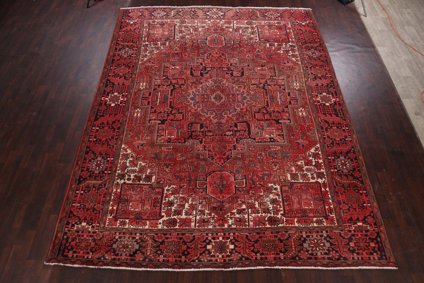 Geometric Red Heriz Persian Area Rug 10x13