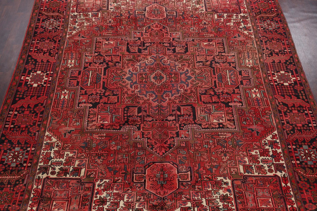 Geometric Red Heriz Persian Area Rug 10x13