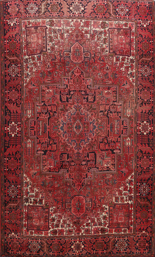 Geometric Red Heriz Persian Area Rug 10x13