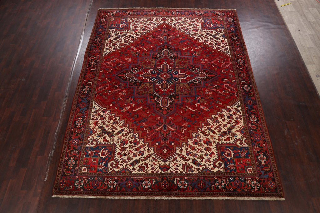 Red Geometric Heriz Persian Area Rug 9x11