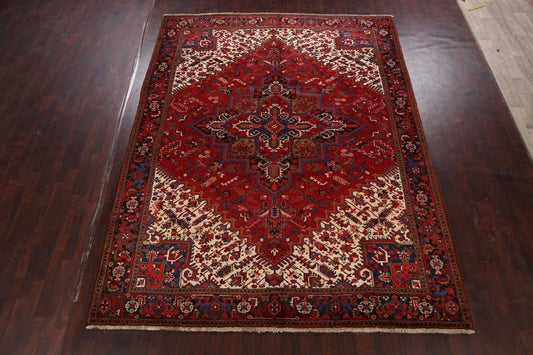 Red Geometric Heriz Persian Area Rug 9x11