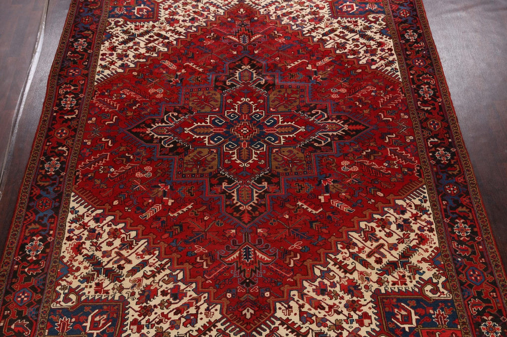 Red Geometric Heriz Persian Area Rug 9x11