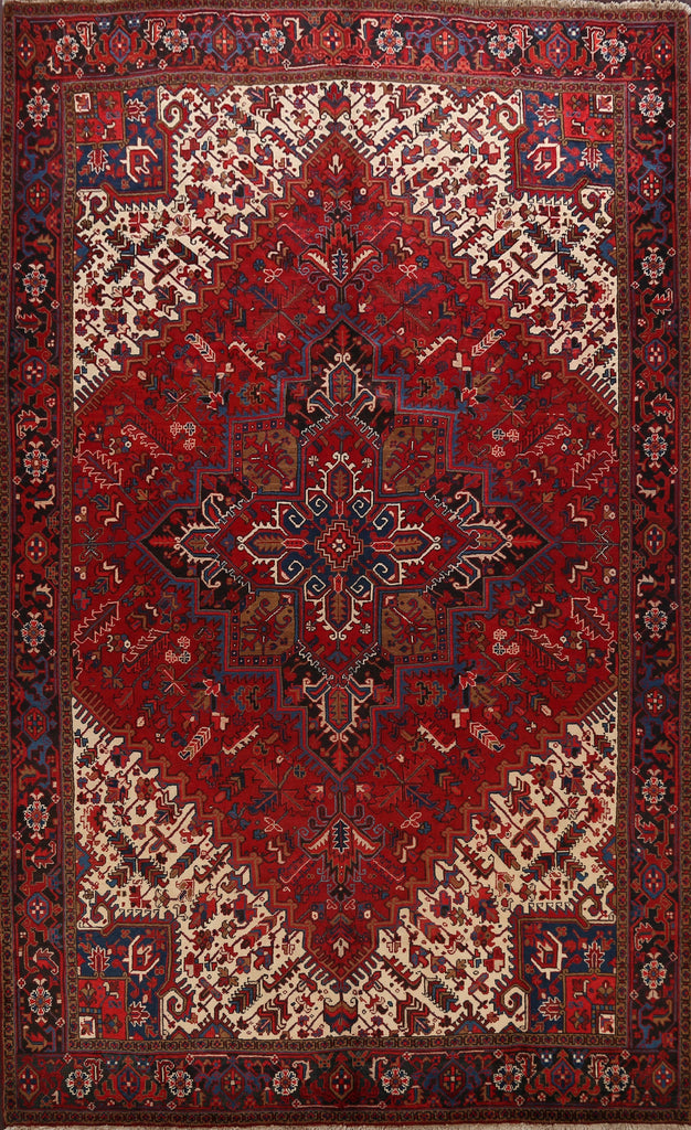 Red Geometric Heriz Persian Area Rug 9x11