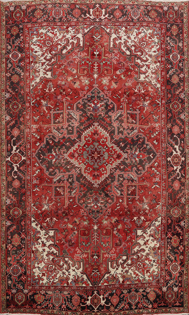 Red Geometric Heriz Persian Area Rug 8x11