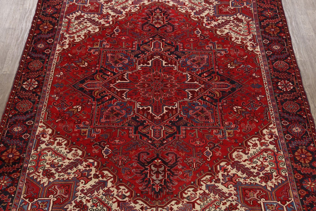 Geometric Red Heriz Persian Area Rug 9x11