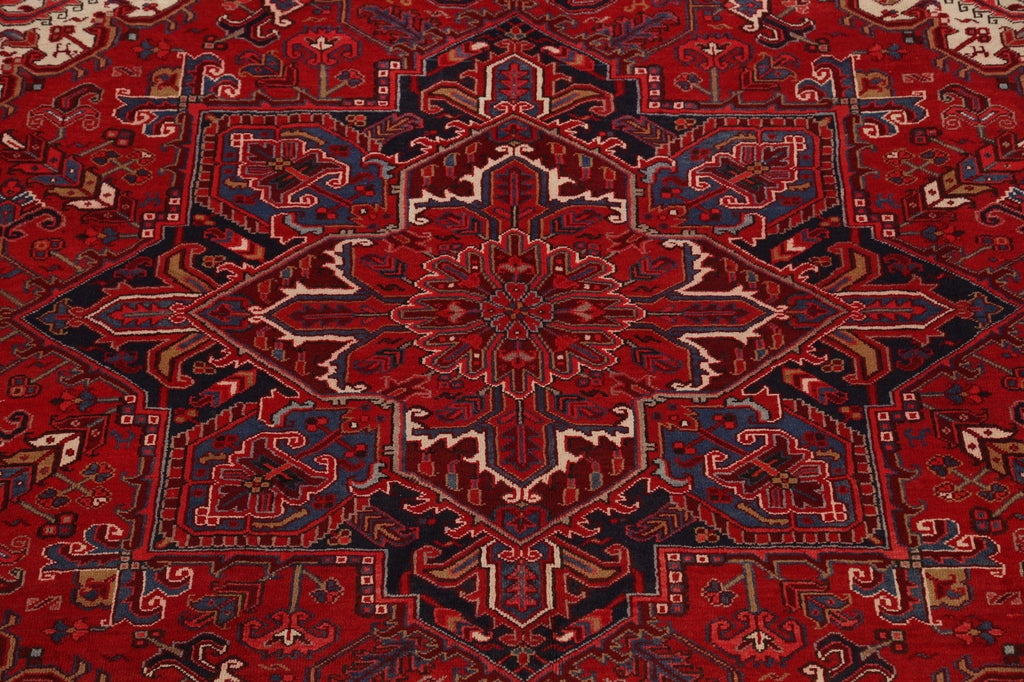 Geometric Red Heriz Persian Area Rug 9x11