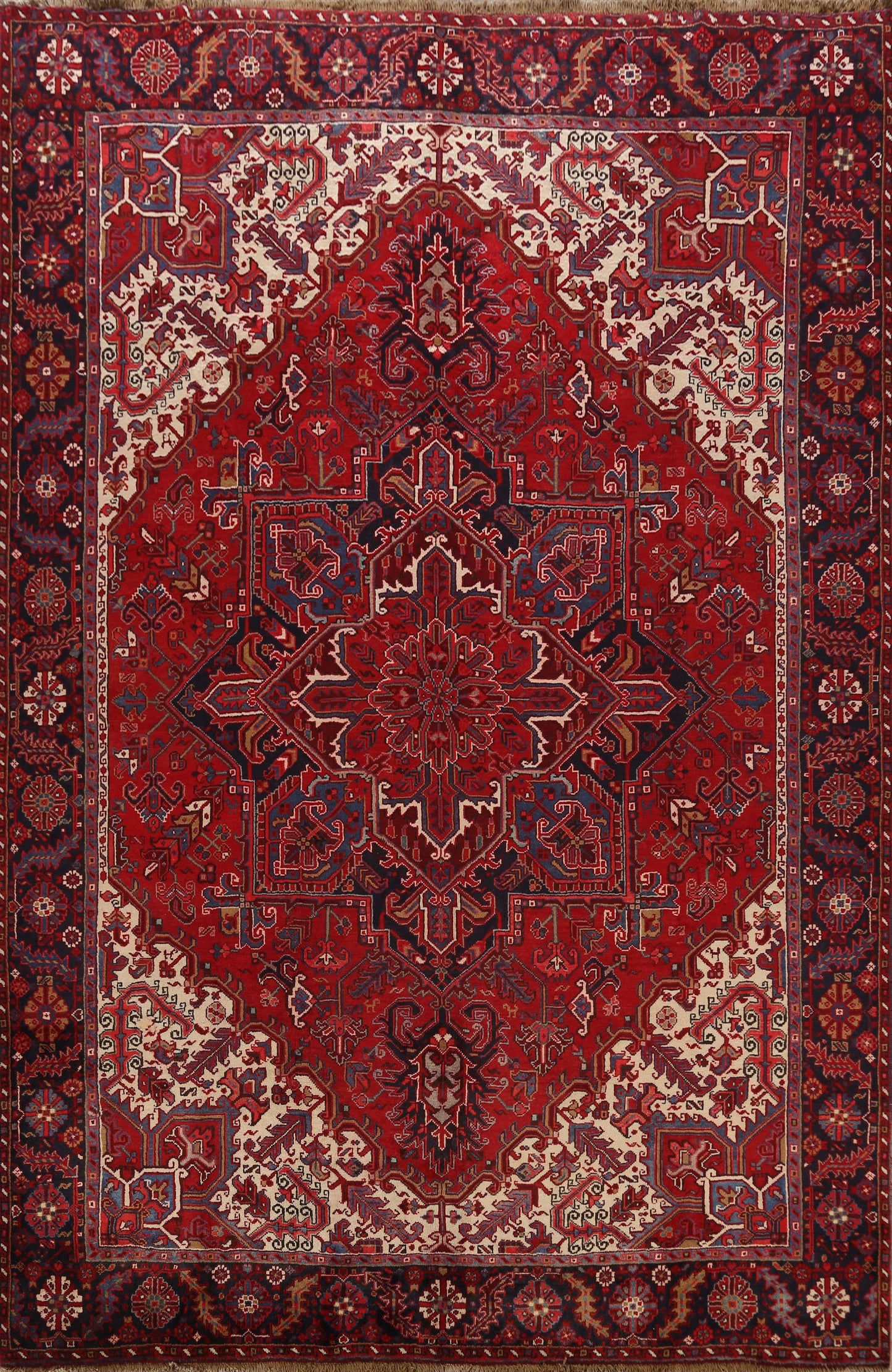 Geometric Red Heriz Persian Area Rug 9x11