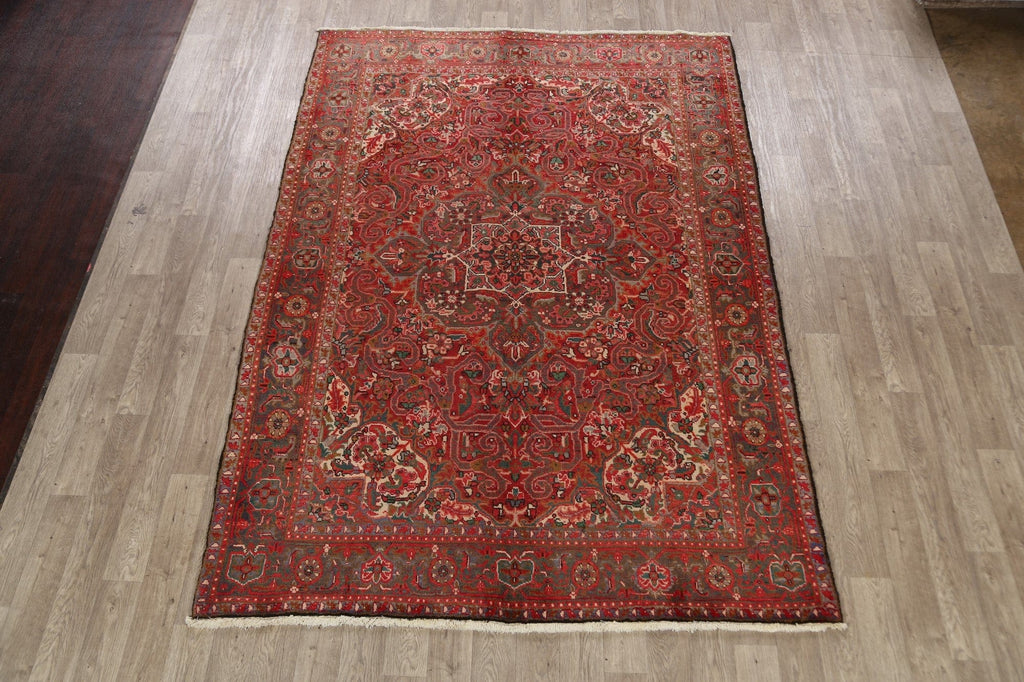 Floral Red Heriz Persian Area Rug 7x10