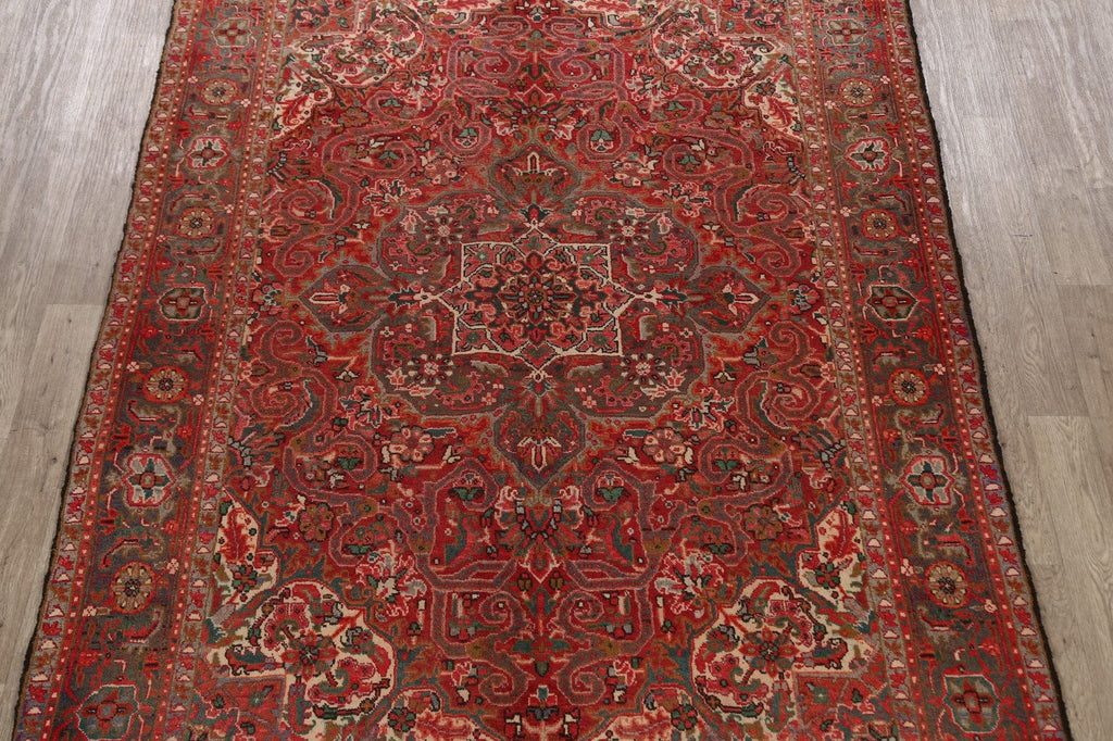 Floral Red Heriz Persian Area Rug 7x10