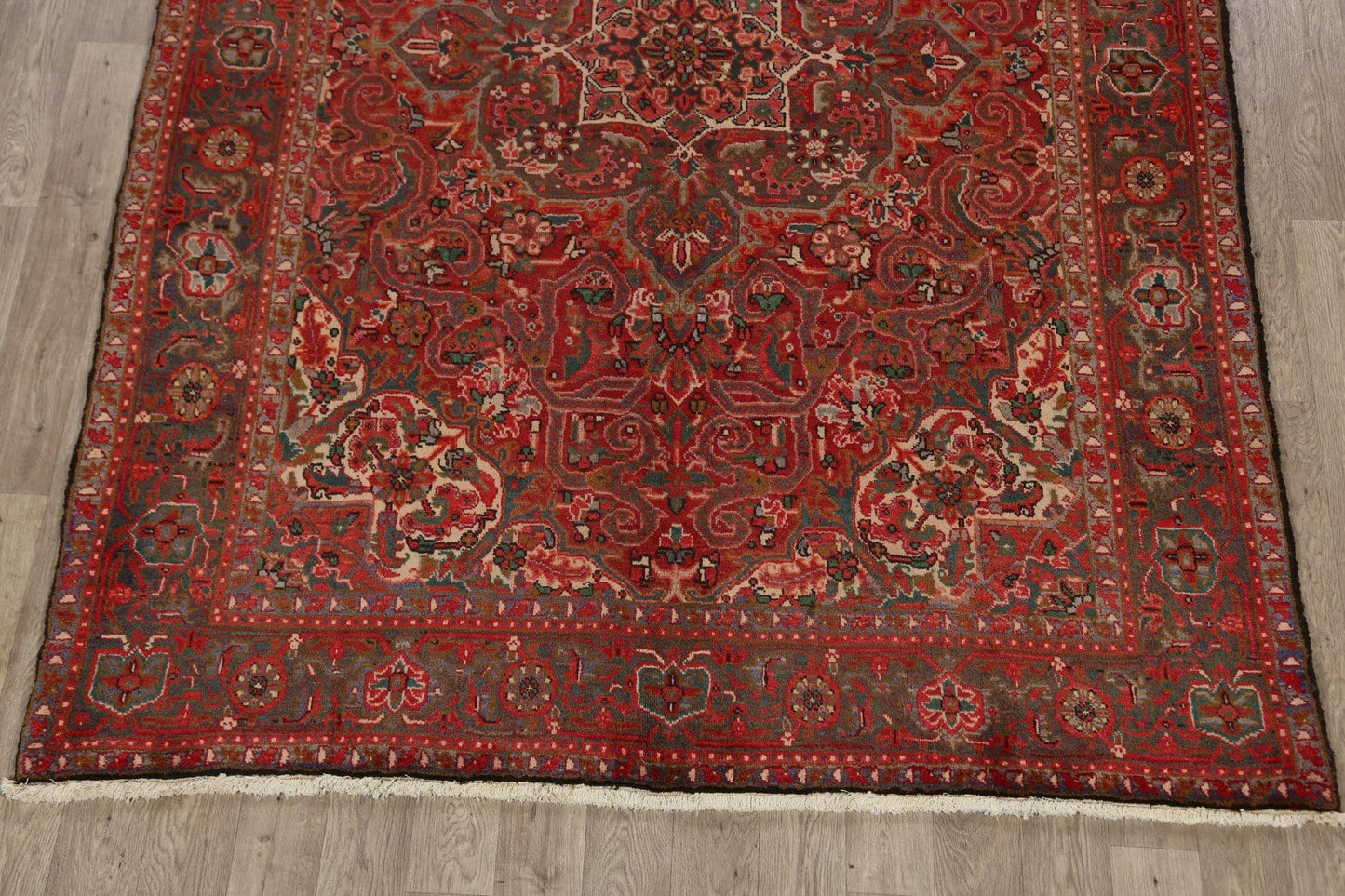 Floral Red Heriz Persian Area Rug 7x10